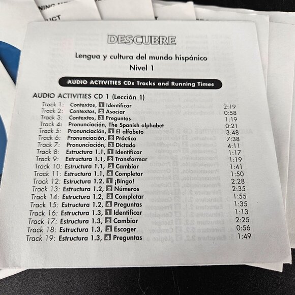 Descubre Nivel 1 Spanish CD DVD Lot 14 Teacher Ed Home School Curriculum Elem HS - Picture 4 of 8